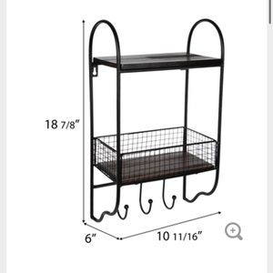 Grid Metal Wall Shelf With Hooks